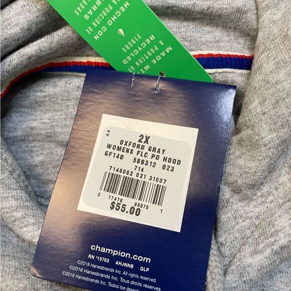 Champion Fleece Pullover Hoodie Women Plus Size 2X Gray Script Logo NWT - Picture 5 of 7